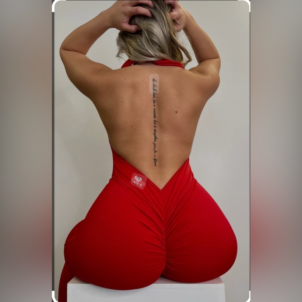 CLS |  Isla Bodysuit V Back Long | RED | Small